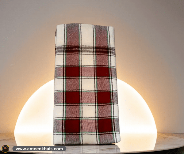 2 Pcs Pure Pashmina Wool Khais (Throw) 52 Inches in width and 100 Inches in length Brown and White Colors Single Weaving Check Design