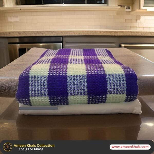 2 Pcs Pashmina Wool Khais (Throw) 56 Inches in width and 112 Inches in length Purple and White Tolia Design