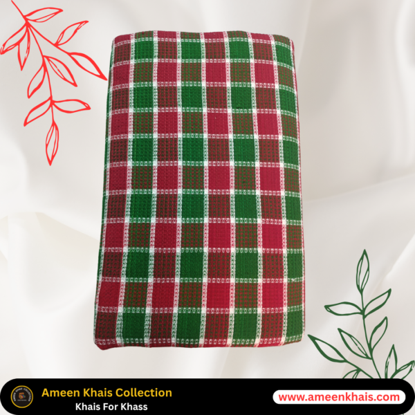 2 Pcs Pashmina Wool Khais (Throw) 52 Inches in width and 104 Inches in length Red and Green Toli Design