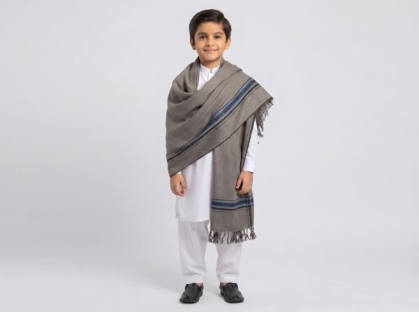Grey-Brown Pasham Shawl for Kids